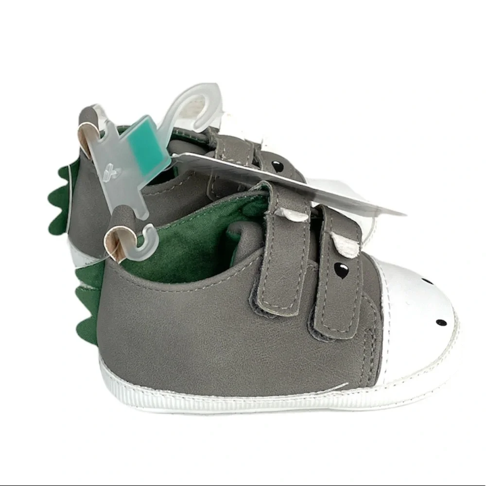 Carter’s Dinosaur Shoes, Gray, White, 0-3 Months